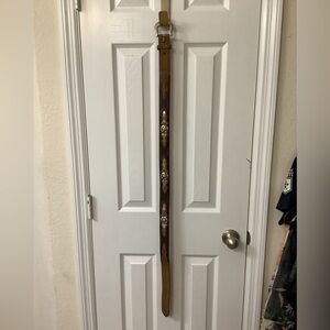 Justin Boots 45” Belt Brown Genuine Leather with Silver Accents